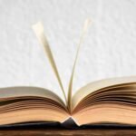 An open book with its pages standing up
