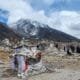 The memorials at Thukla pass on the way to EBC